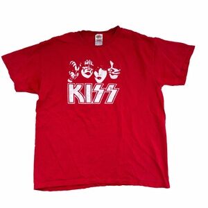 KISS Band Graphic T-Shirt Red Men’s XL Rock Tee Fruit of the Loom
